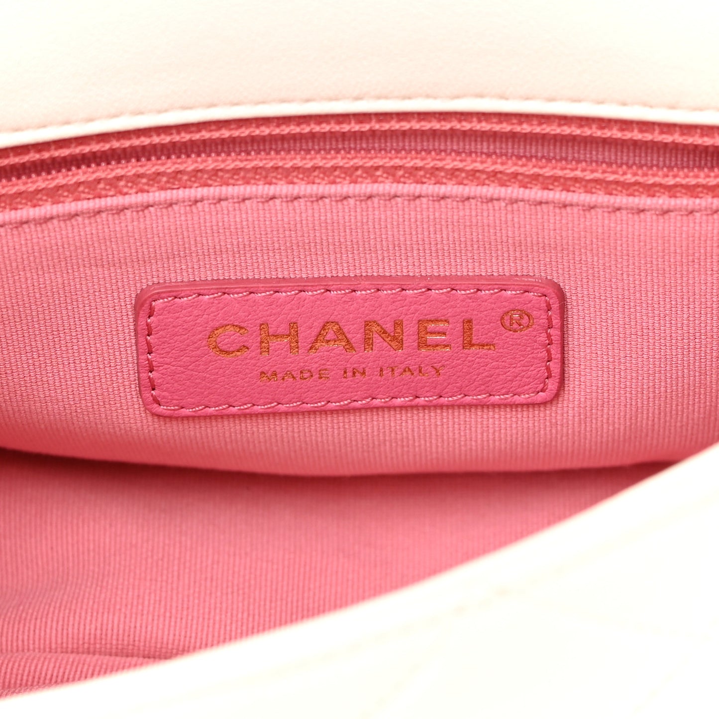 Lambskin Quilted Logo Mini Flap With Handle White
