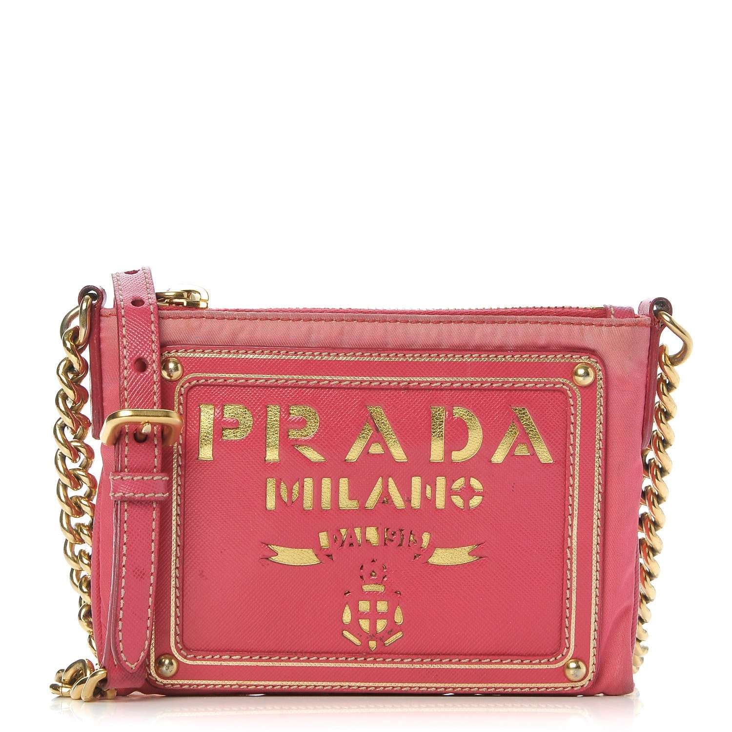 Prada Tessuto Nylon Saffiano Logo Crossbody Bag Fuxia 1 of 13