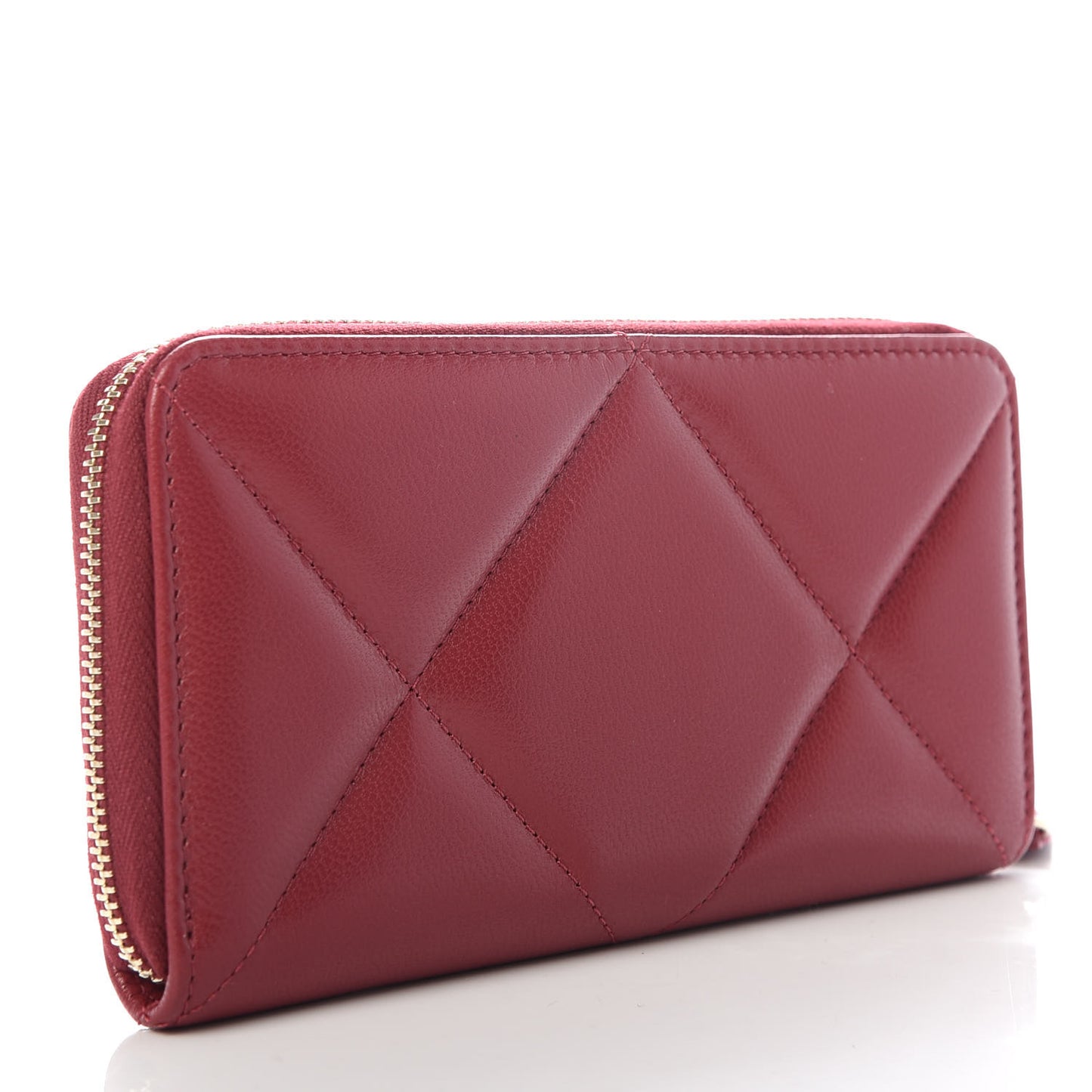 Goatskin Quilted Medium 19 Zipped Wallet Dark Pink