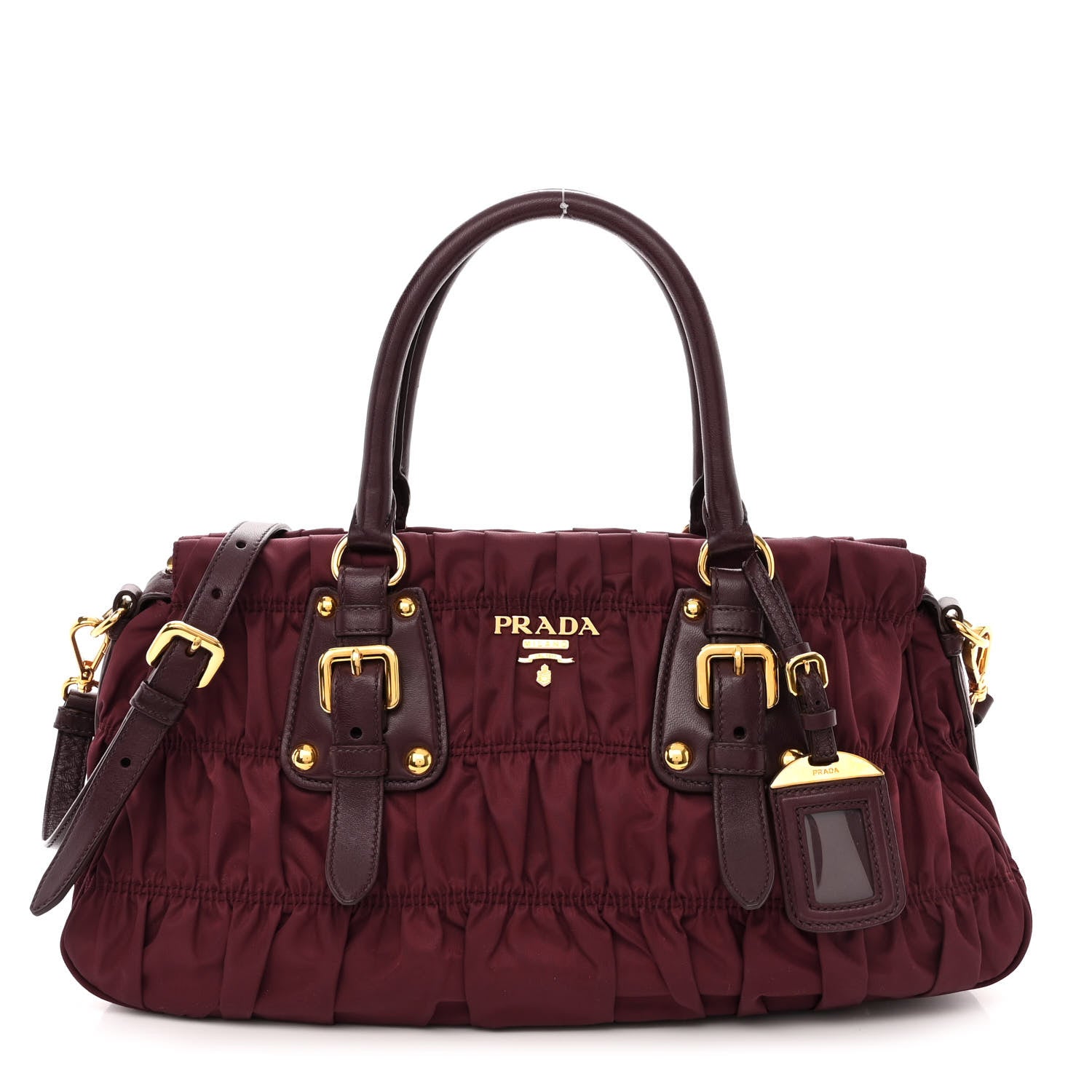 Prada Tessuto Nylon Nappa Gaufre Shopping Satchel Granato 1 of 14