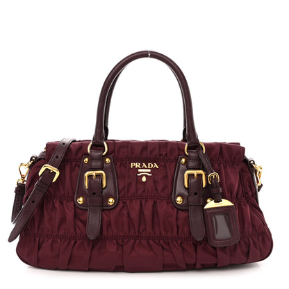 Prada Tessuto Nylon Nappa Gaufre Shopping Satchel Granato 1 of 14