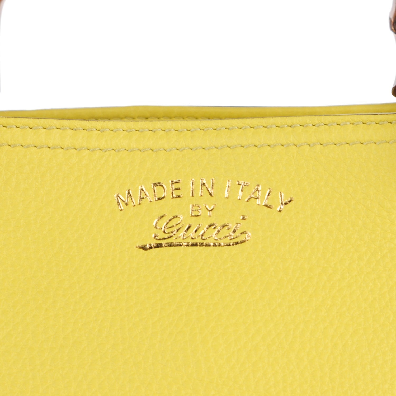 Gucci Pebbled Calfskin Medium Bamboo Shopper Tote Citrus 3 of 8