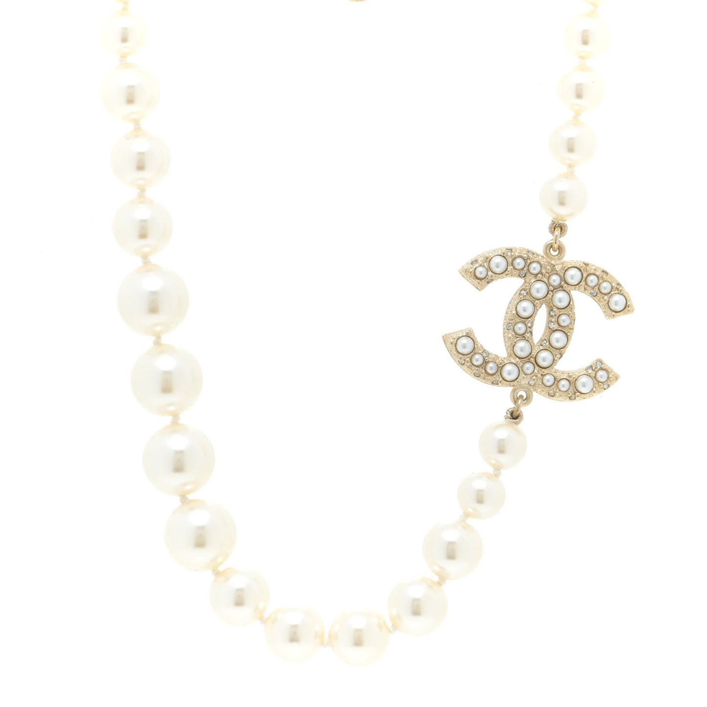 Pearl CC 100th Anniversary Necklace Light Gold