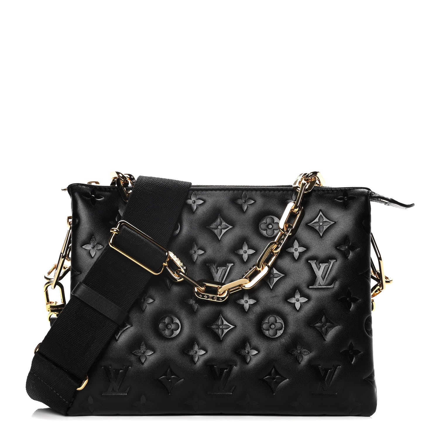 Louis Vuitton Lambskin Embossed Monogram Coussin PM Black 1 of 13