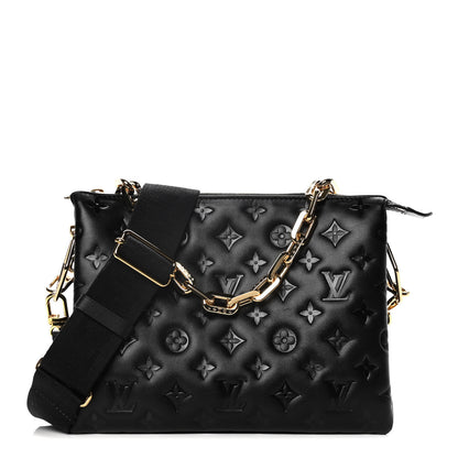 Louis Vuitton Lambskin Embossed Monogram Coussin PM Black 1 of 13