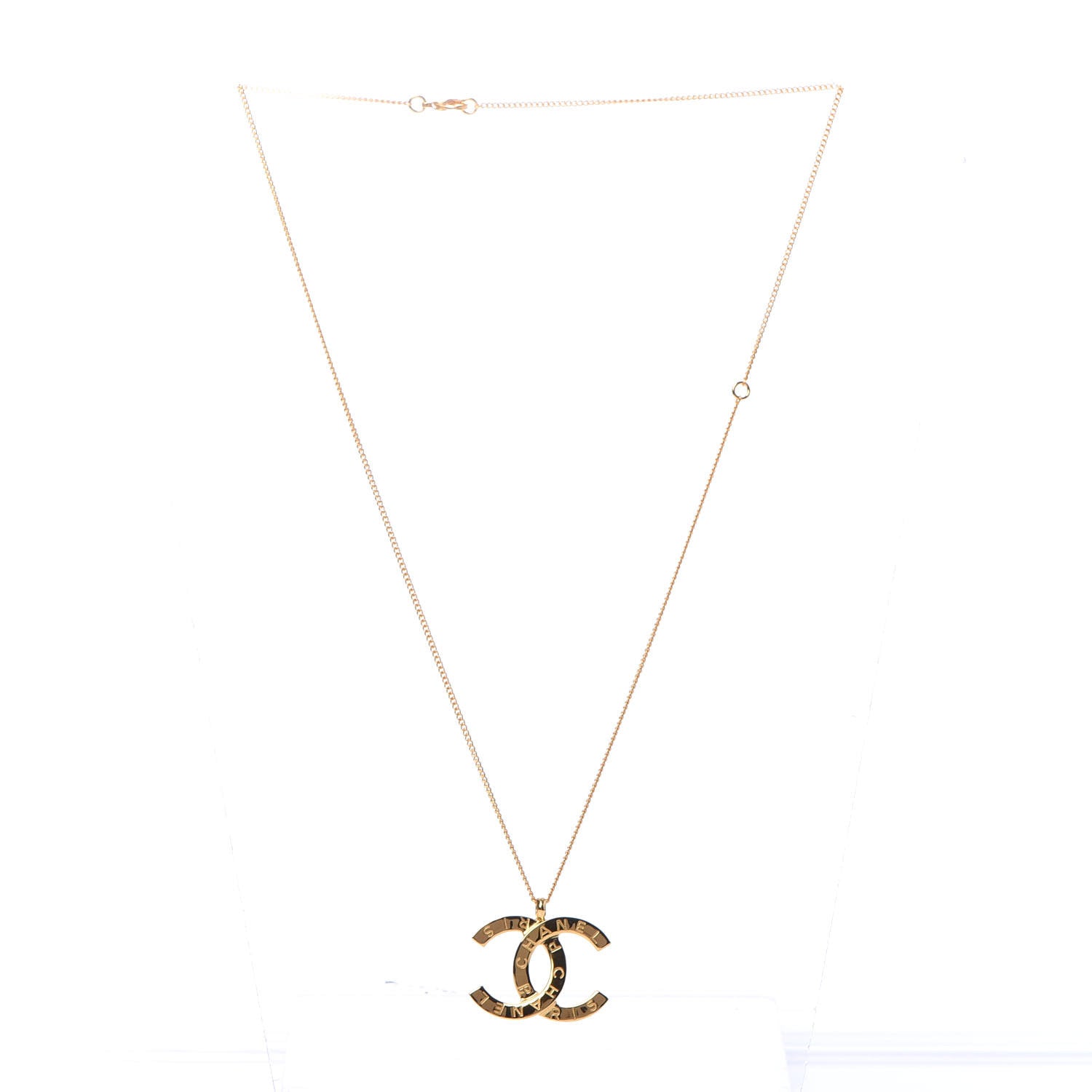 Chanel Metal CC Paris Button Necklace Gold 3 of 5