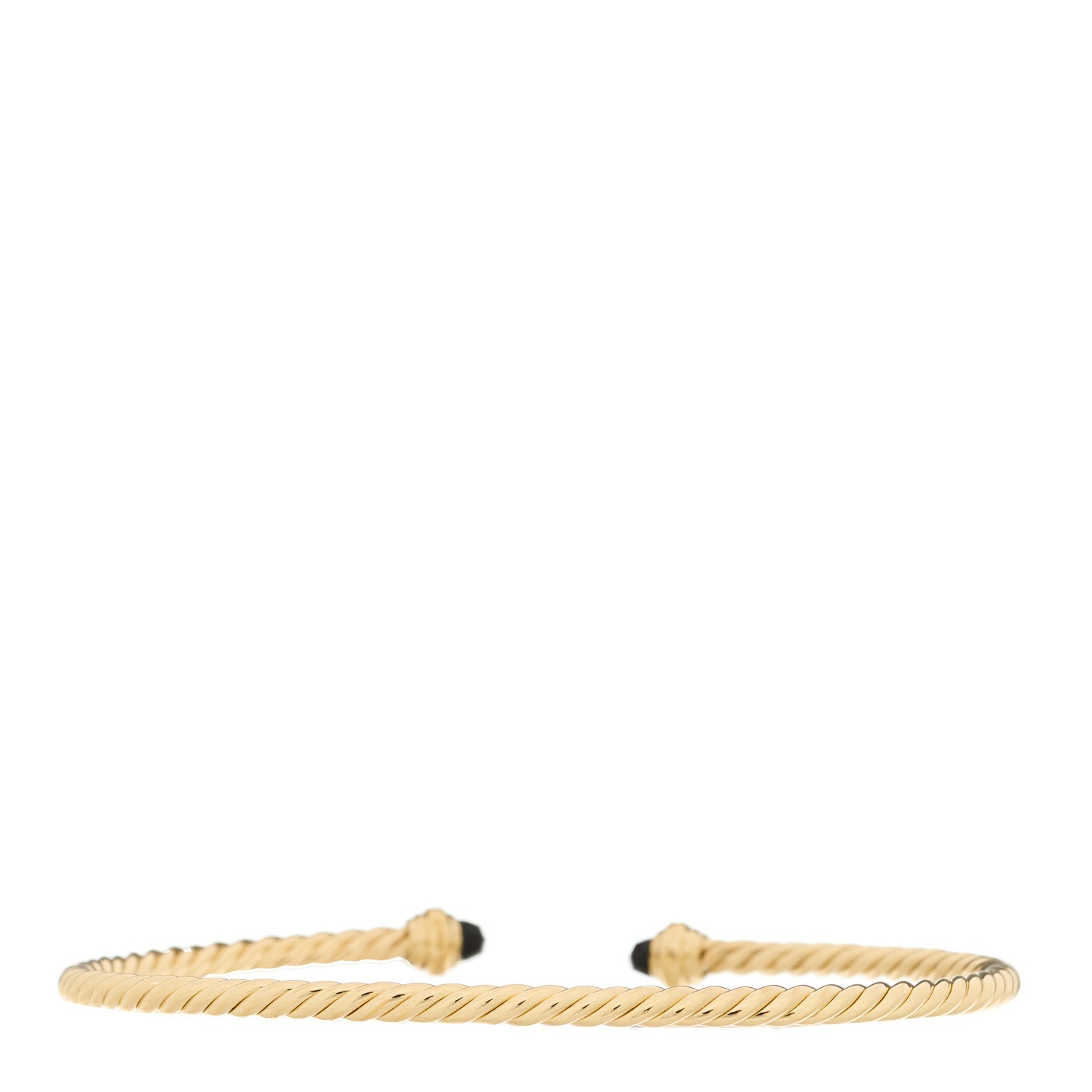 David Yurman 18K Yellow Gold Diamond Black Onyx 3mm Cablespira Bracelet 2 of 3