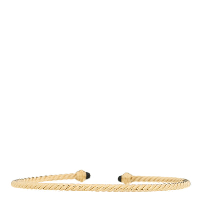 David Yurman 18K Yellow Gold Diamond Black Onyx 3mm Cablespira Bracelet 2 of 3