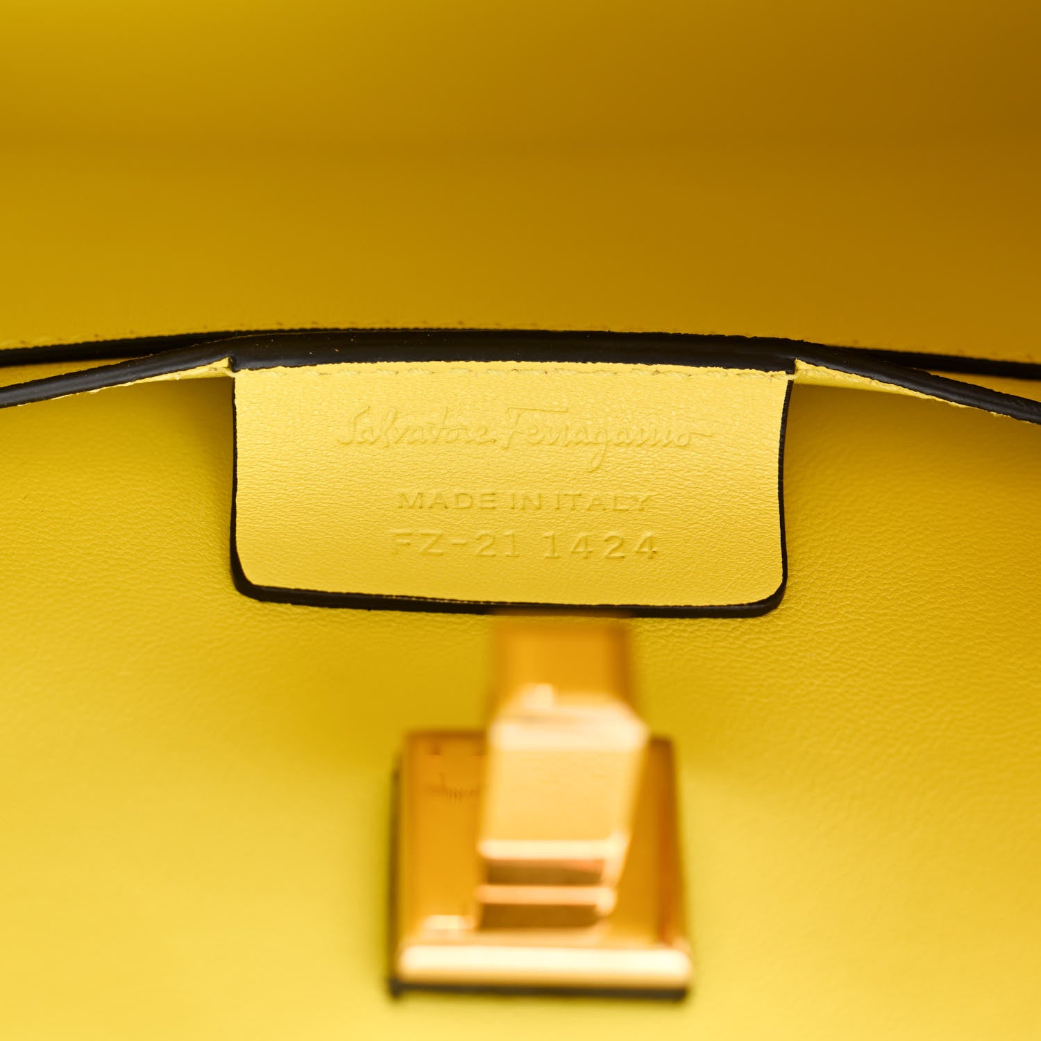 Salvatore Ferragamo Hammered Calfskin The Studio Box Bag Yellow 7 of 10