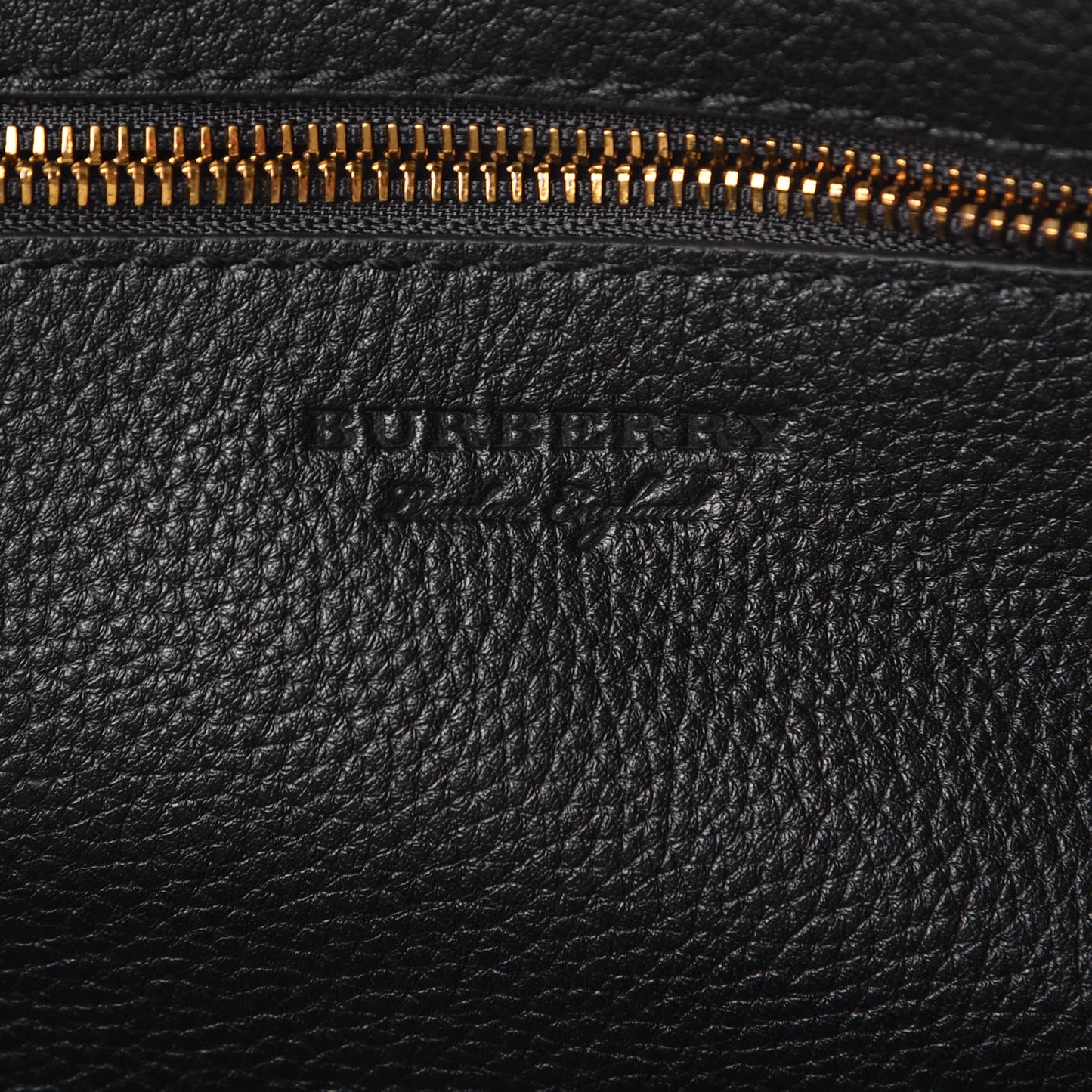 Grainy Calfskin Embossed Logo Tote Black