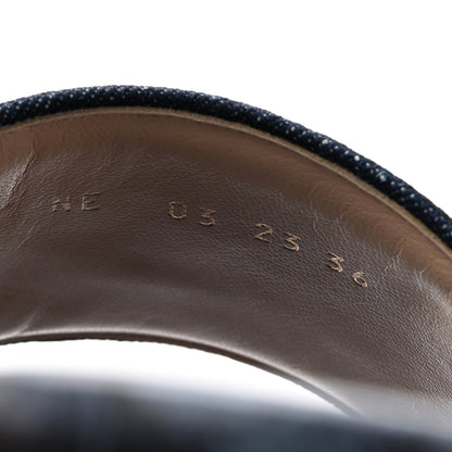 Christian Dior Canvas Dior Embroidered Dway Flat Slide Sandals 36 Navy Blue 9 of 13