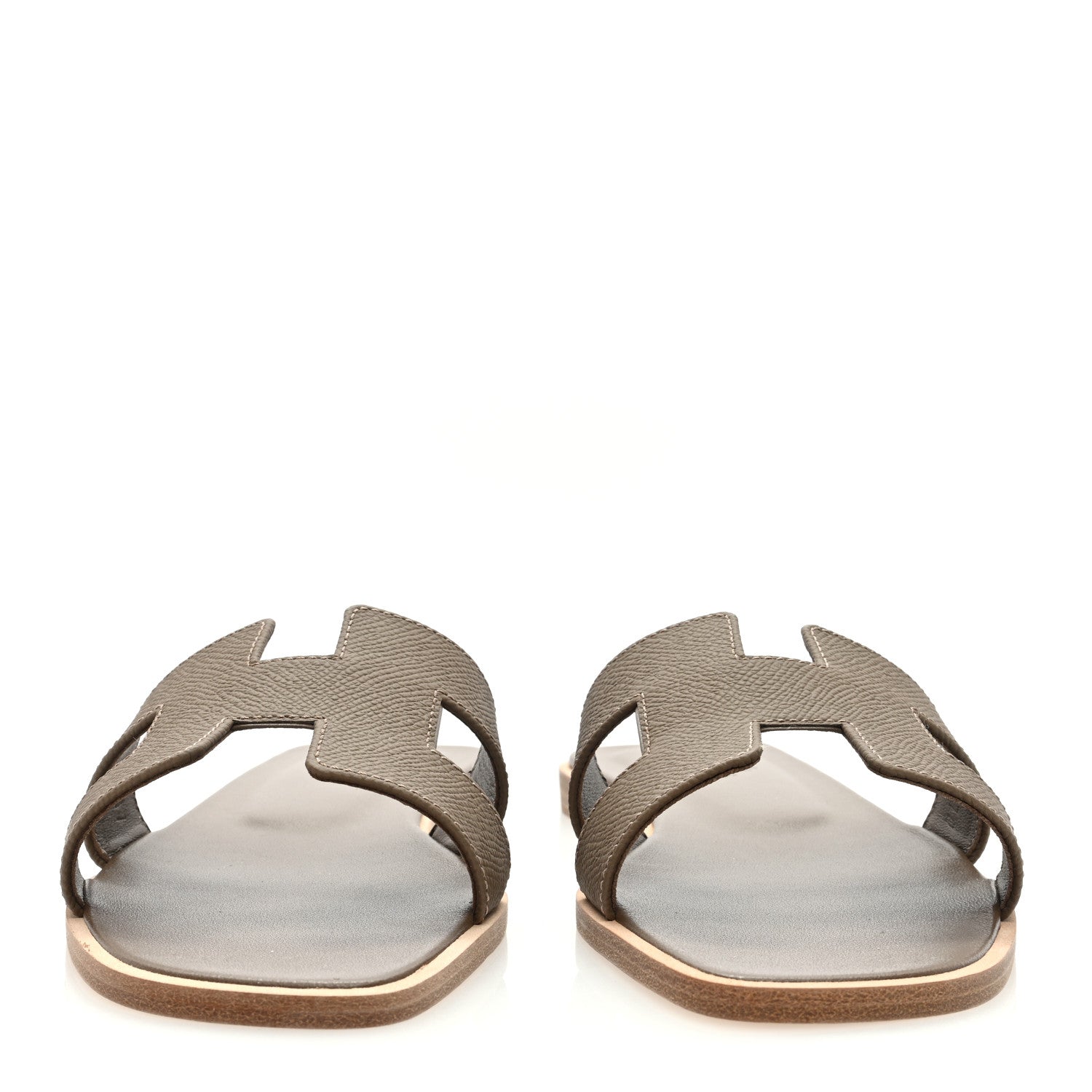 Hermes Epsom Oran Sandals 38 Etoupe 2 of 9