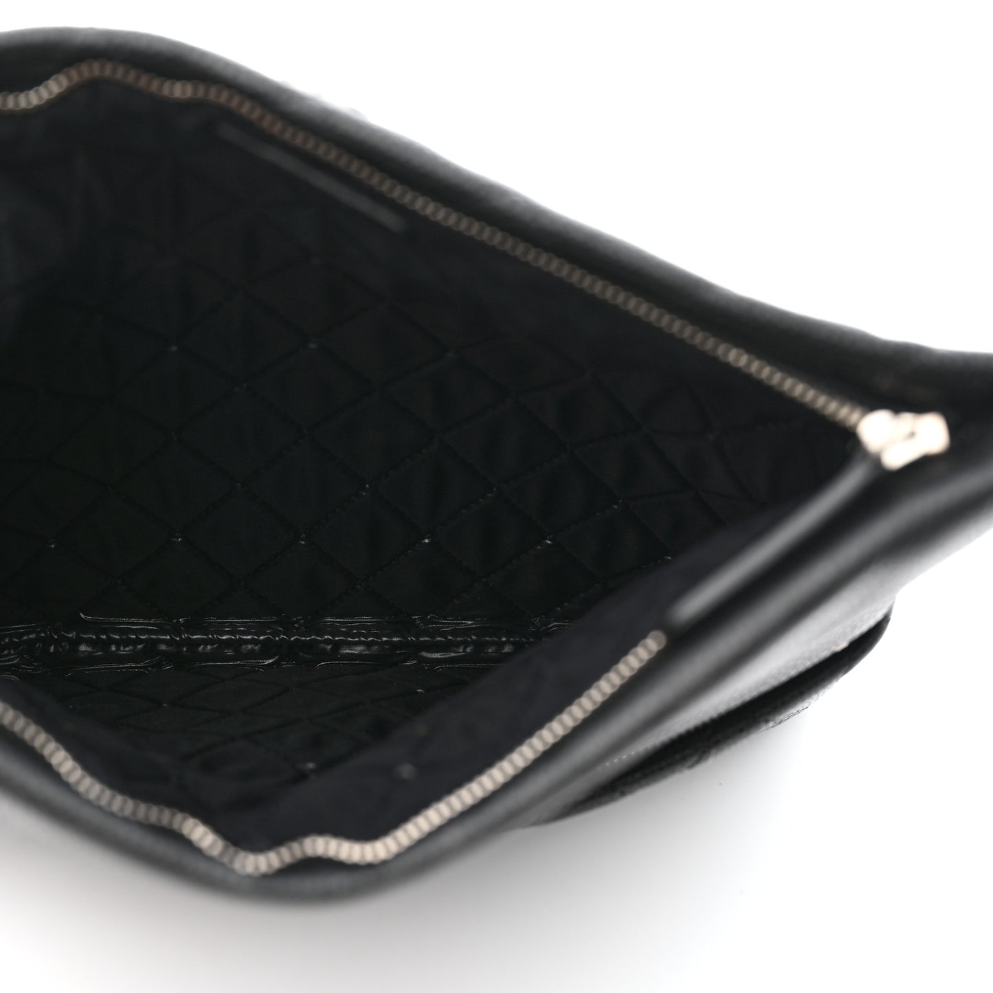 Caviar Quilted CC Beauty Clutch Black
