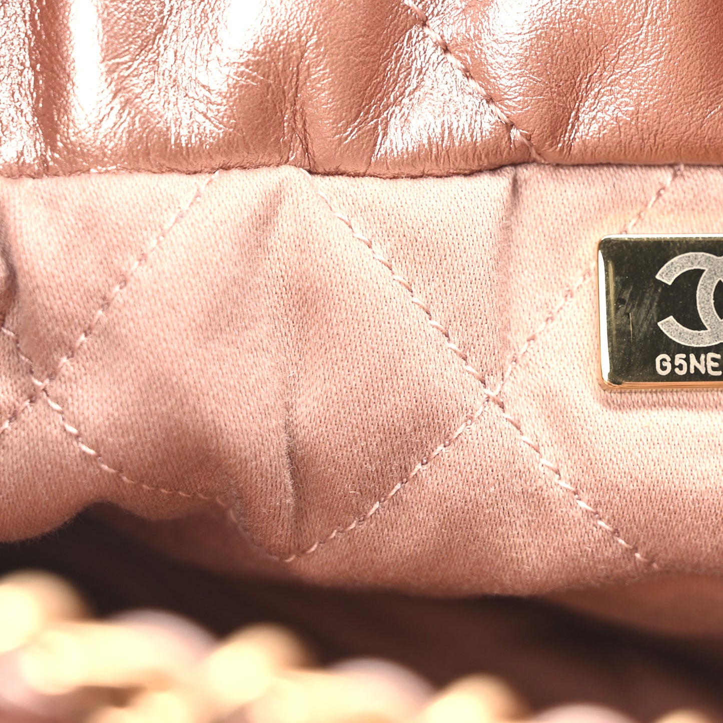 Metallic Calfskin Quilted Mini Chanel 22 Copper