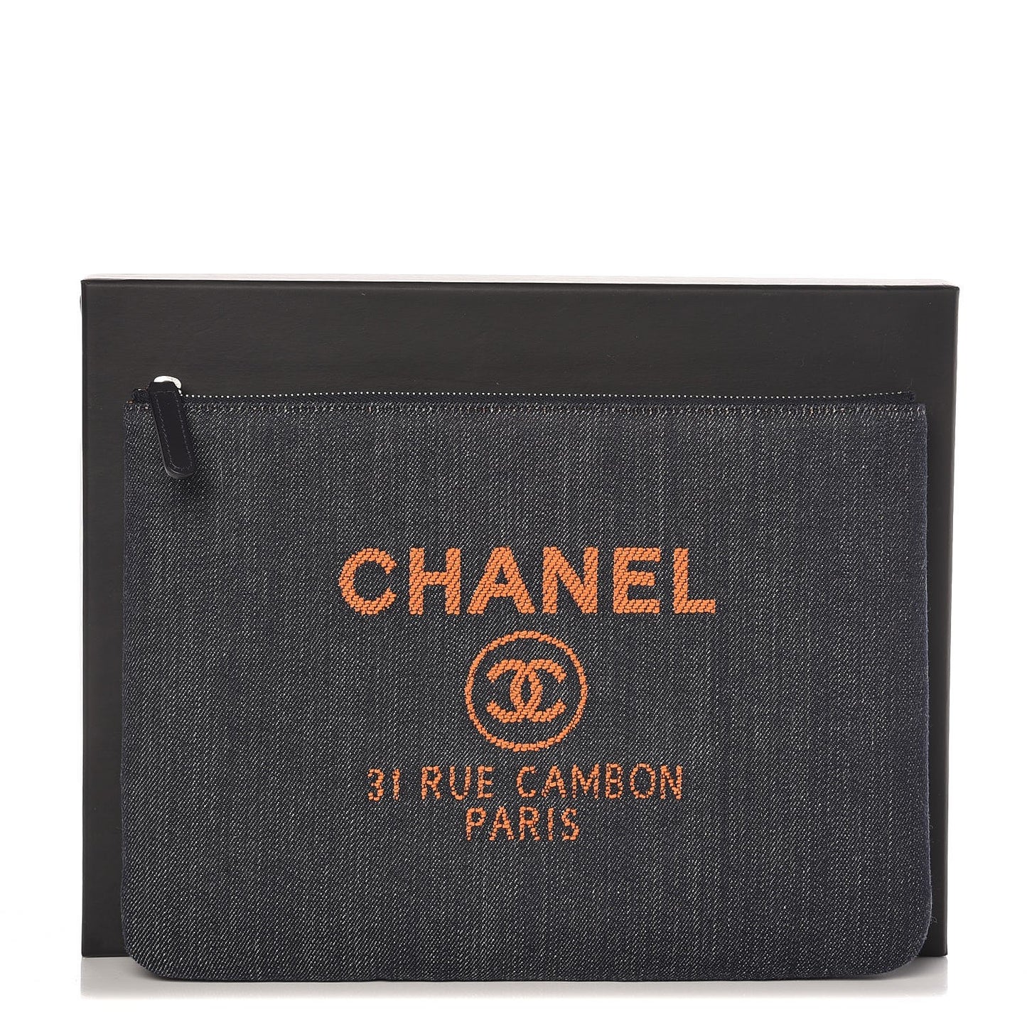 Denim Medium Deauville Pouch Clutch Blue Orange