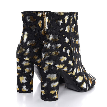 Saint Laurent Jacquard Leopard Loulou Ankle Boots 37 Oro 4 of 8