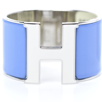 Hermes Enamel Extra Wide Clic Clac H Bracelet PM Blanc Bleu Transat 7 of 8
