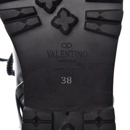 Valentino Garavani Smooth Calfskin Rockstud Buckled 25mm Combat Boots 38 Black 6 of 7