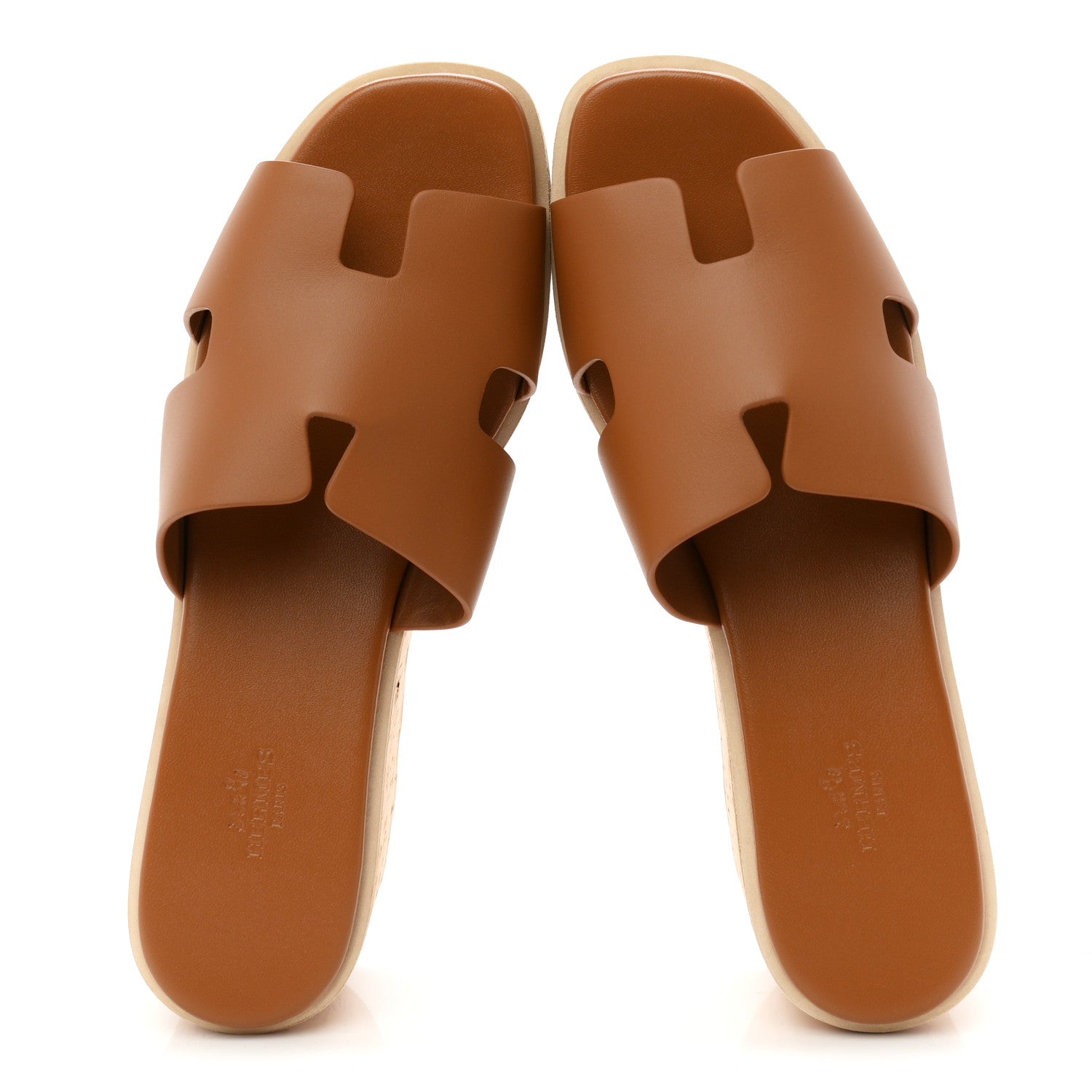 Hermes Calfskin Cork Eze 30 Sandals 41 Gold 2 of 9