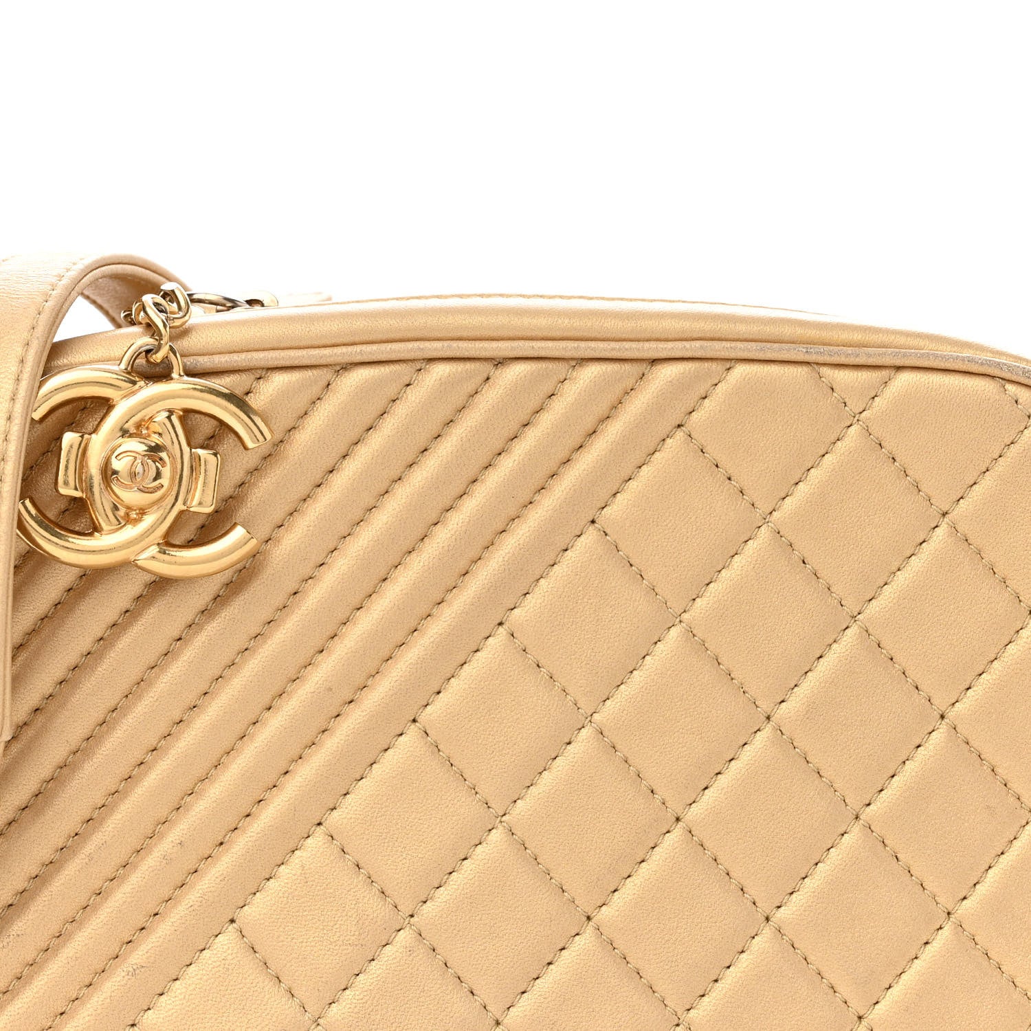 Chanel Metallic Lambskin Quilted Small Coco Boy Camera Case Gold 8 of 15