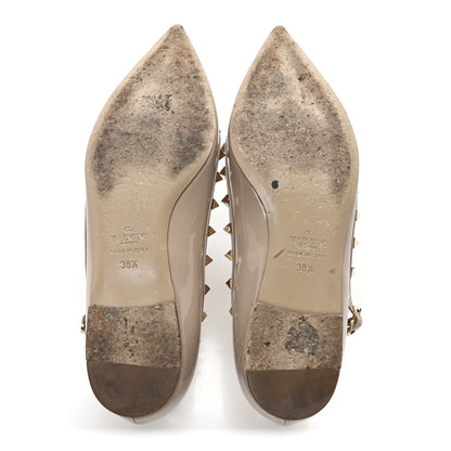 Valentino Garavani Patent Rockstud Cage Ballerina Flats 38.5 Poudre 6 of 8