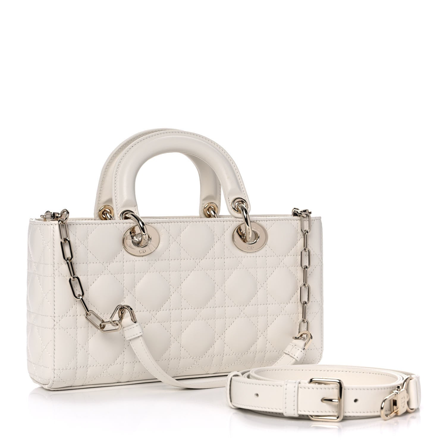 Christian Dior Calfskin Cannage Lady D-Joy White 3 of 16