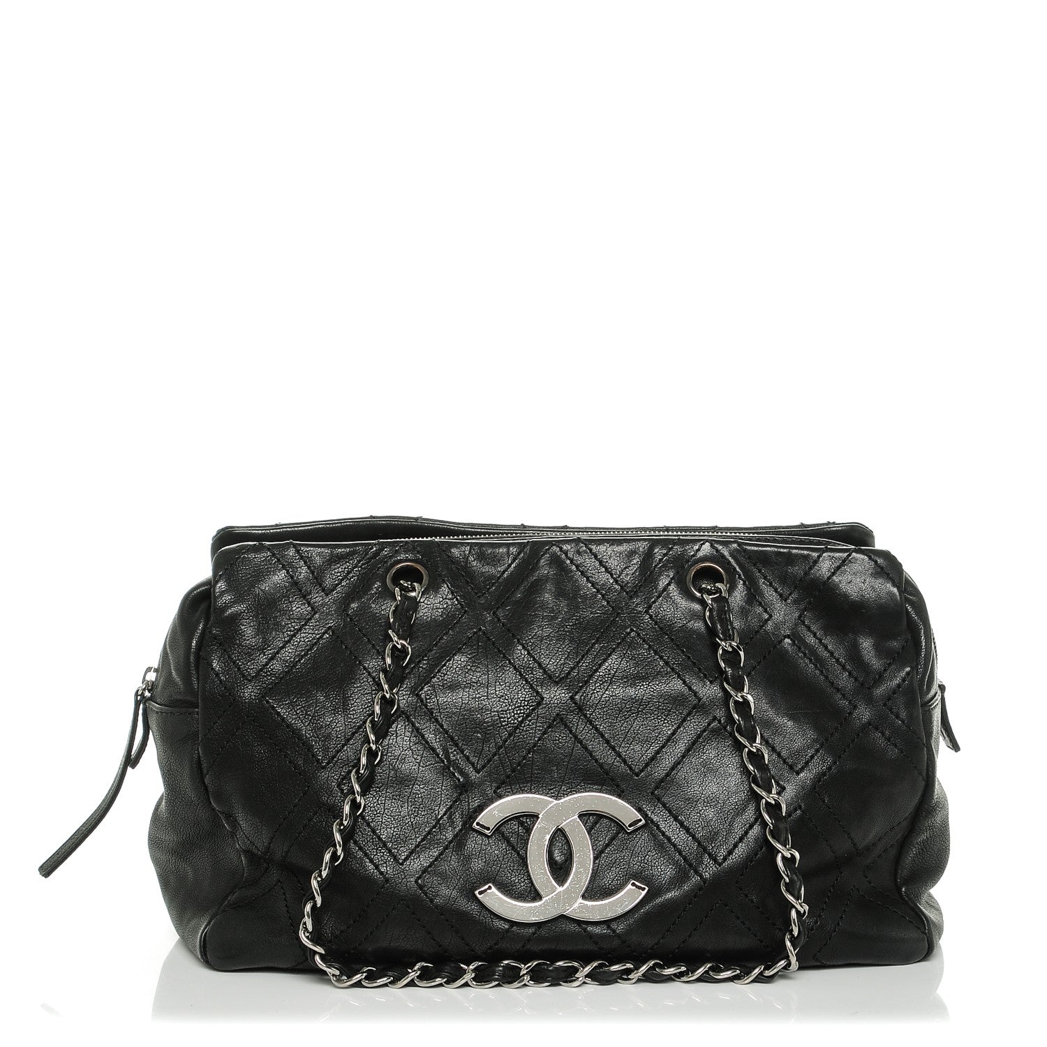 Chanel Calfskin Large Diamond Stitch Tote Black 1 of 7
