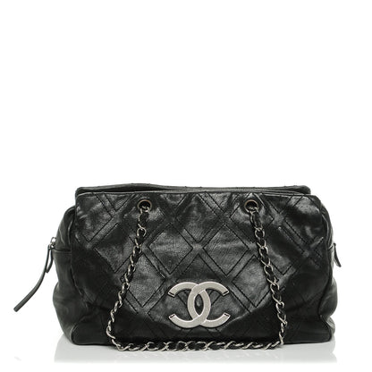 Chanel Calfskin Large Diamond Stitch Tote Black 1 of 7