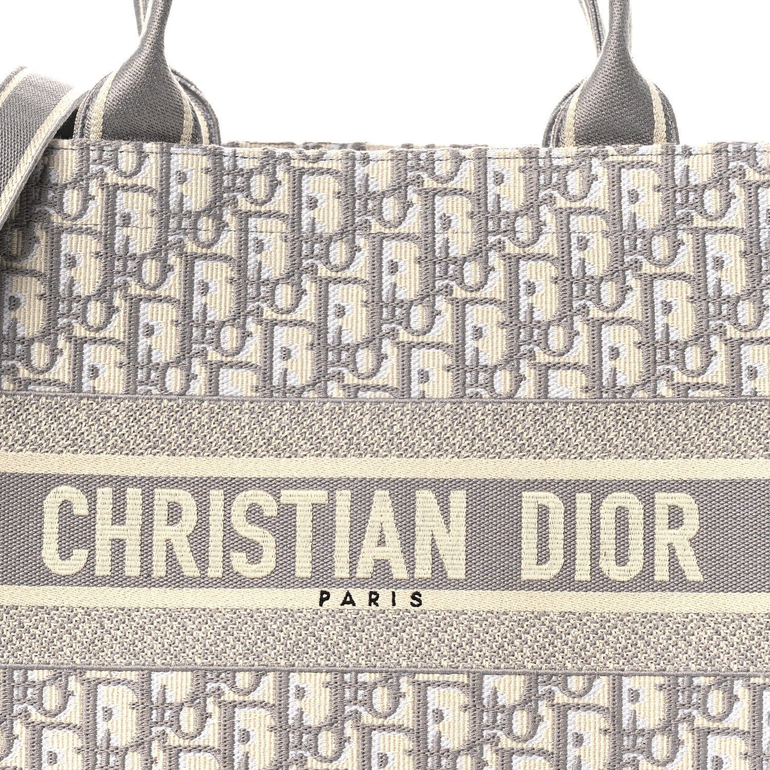 Christian Dior Oblique Chambray Calfskin Medium Book Tote With Strap Grey Latte 8 of 12
