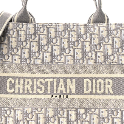 Christian Dior Oblique Chambray Calfskin Medium Book Tote With Strap Grey Latte 8 of 12