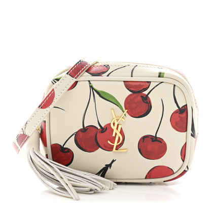 Saint Laurent Calfskin Cherry Print Monogram Baby Lou Camera Bag Crema Soft Red 1 of 11