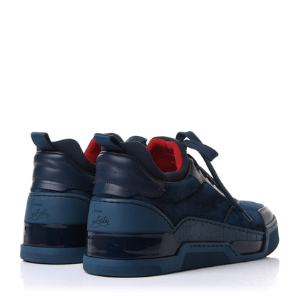 Christian Louboutin Calfskin Neoprene Veau Velours Mens Aurelien Flat Sneakers 40 Quartz 4 of 11