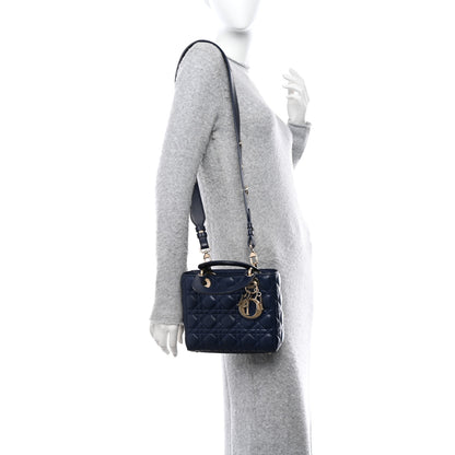Christian Dior CHRISTIAN DIOR Lambskin Cannage Small Lucky Badges My Lady Dior Navy 2 of 9