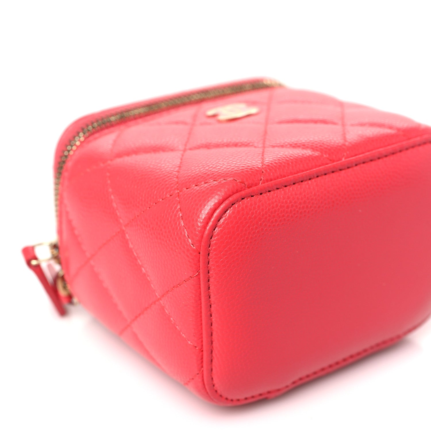 Chanel Caviar Quilted Mini Vanity Case With Chain Red 9 of 11