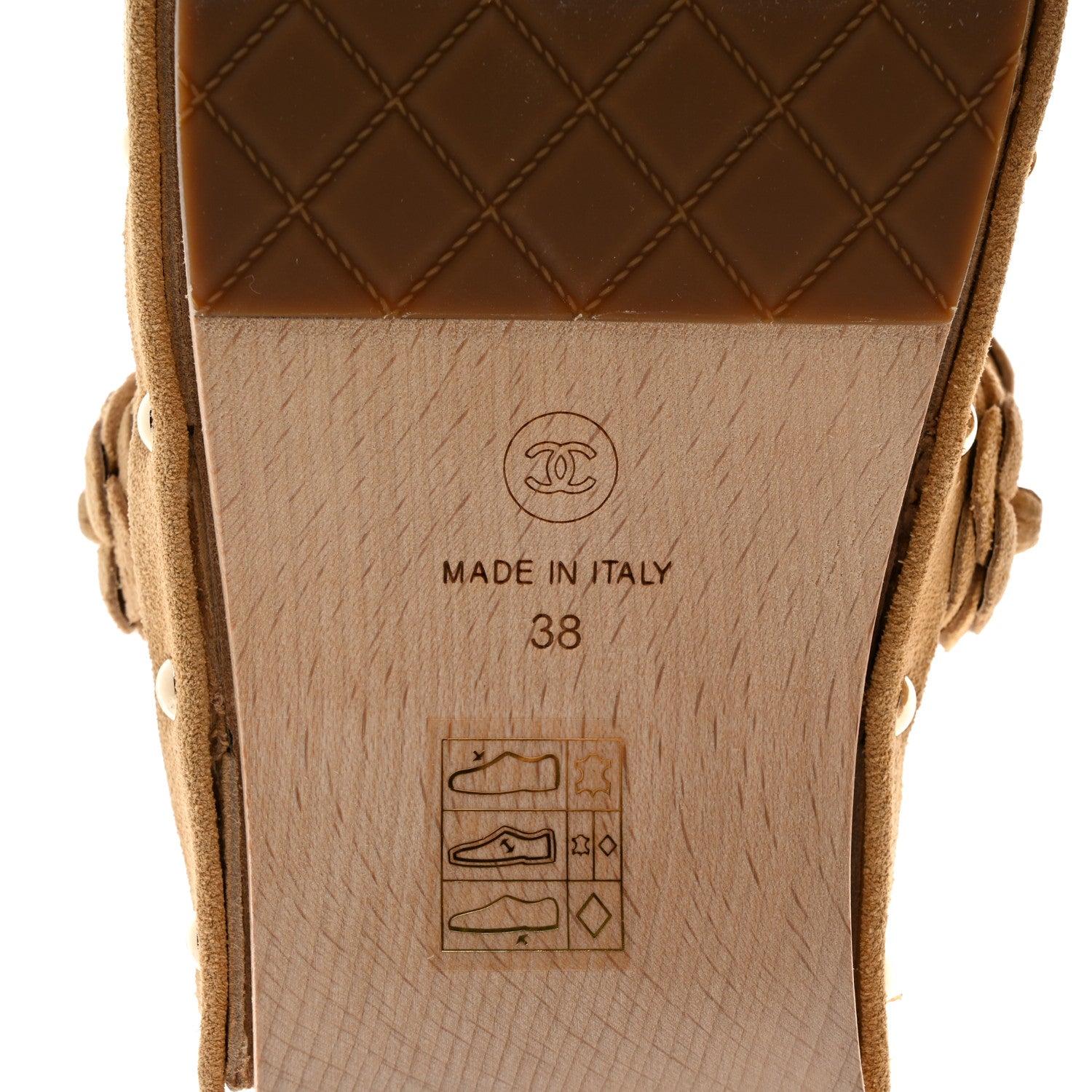 Chanel Suede Calfskin Camellia Mules 38 Beige 8 of 8