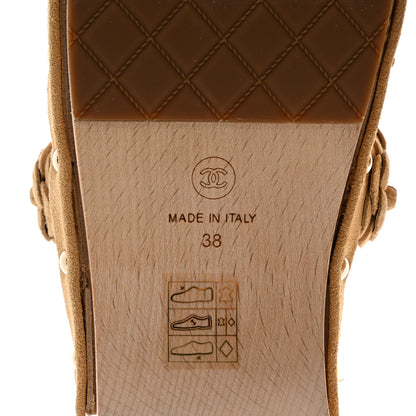Chanel Suede Calfskin Camellia Mules 38 Beige 8 of 8