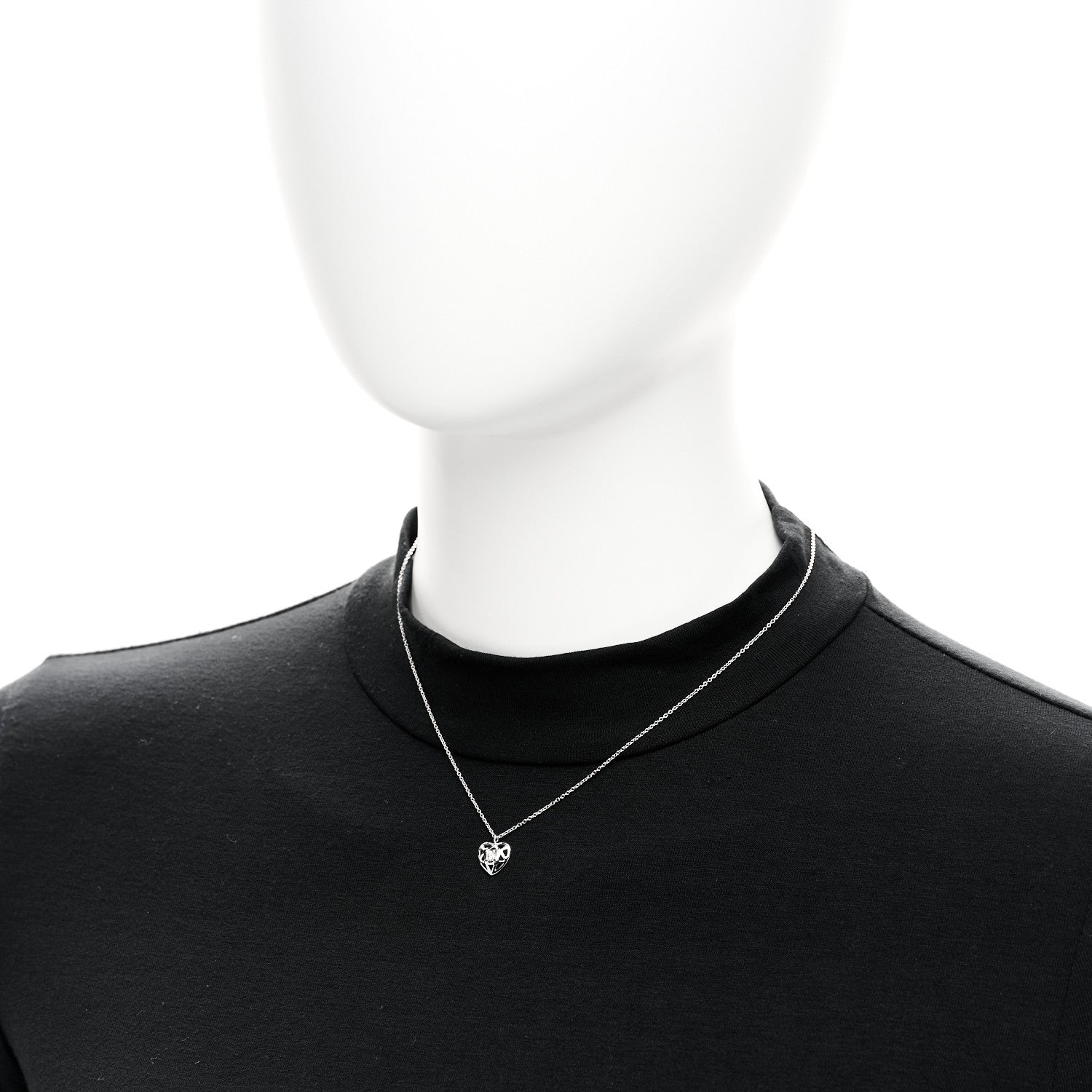 Tiffany 18K White Gold Diamond Cut Out Heart Pendant Necklace 2 of 6