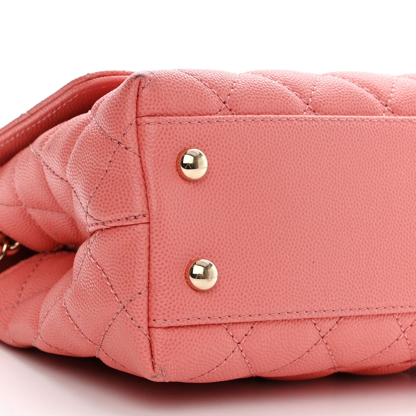 Caviar Quilted Mini Coco Handle Flap Coral