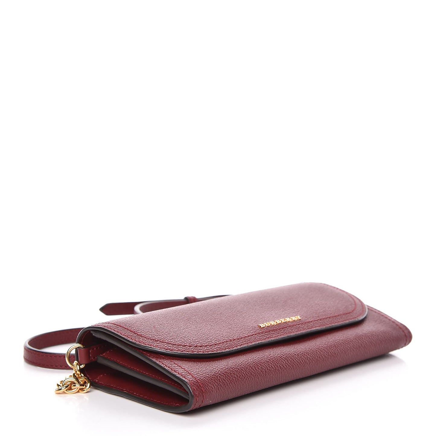 Grainy Calfskin Henley Wallet On Chain Burgundy