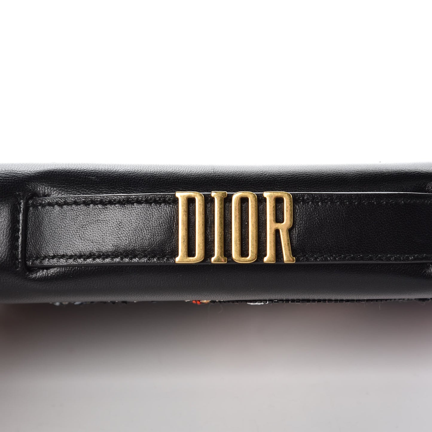 Lambskin Embroidered Le Diable Tarot Pouch Clutch Black