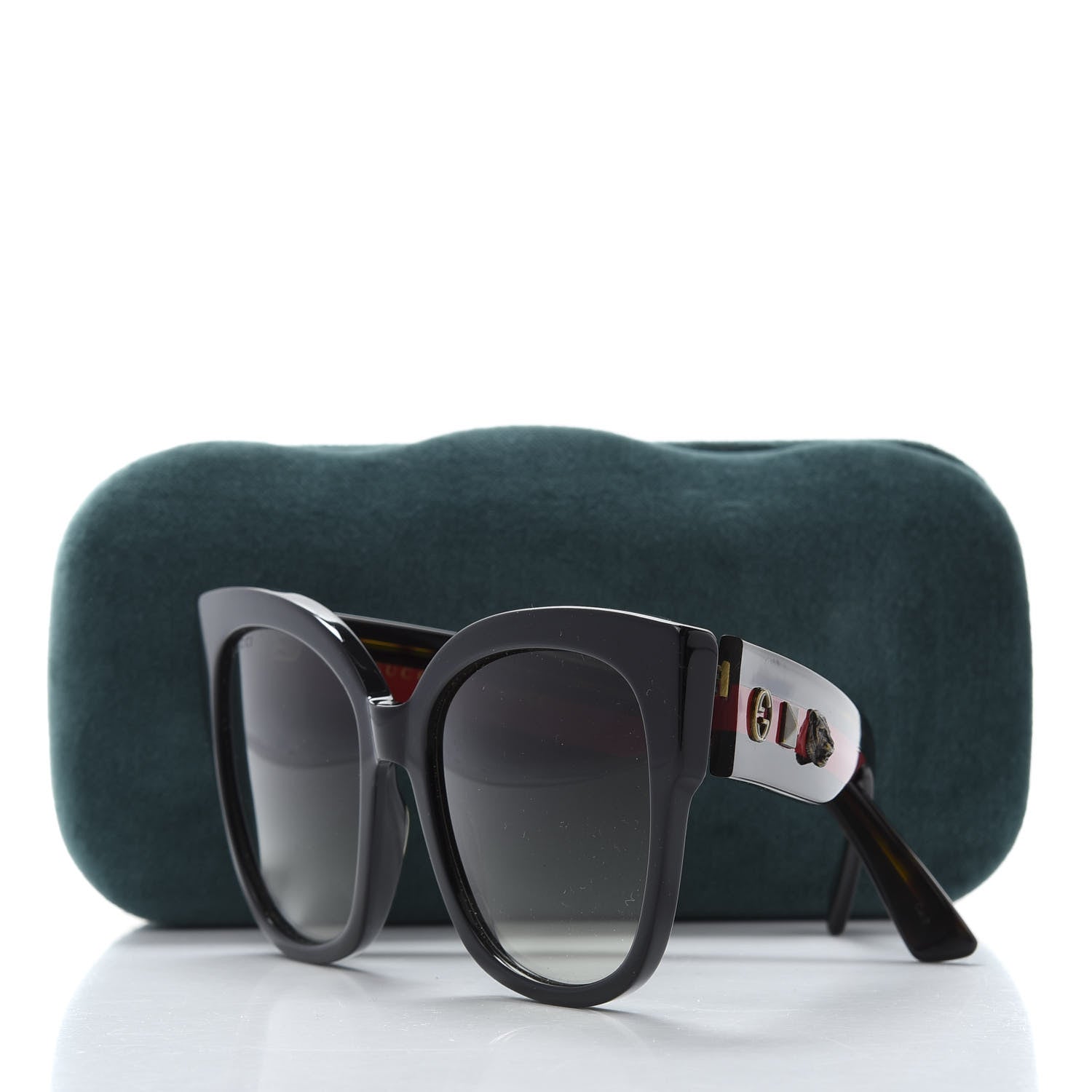 Gucci Acetate Square Frame Web Sunglasses GG0059S Black Tortoise 8 of 8