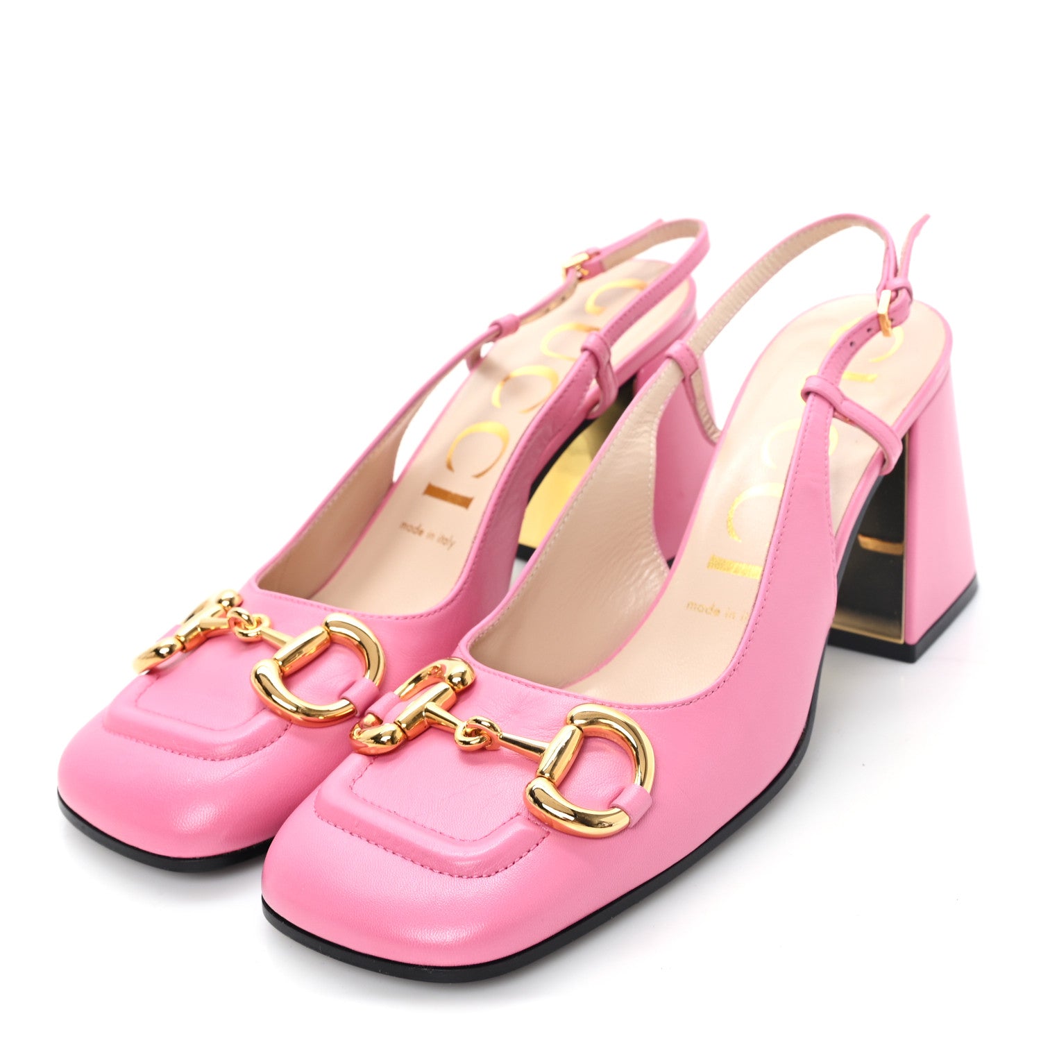 Gucci Malaga Kid Horsebit 75mm Slingback Pumps 38 Pink 4 of 8