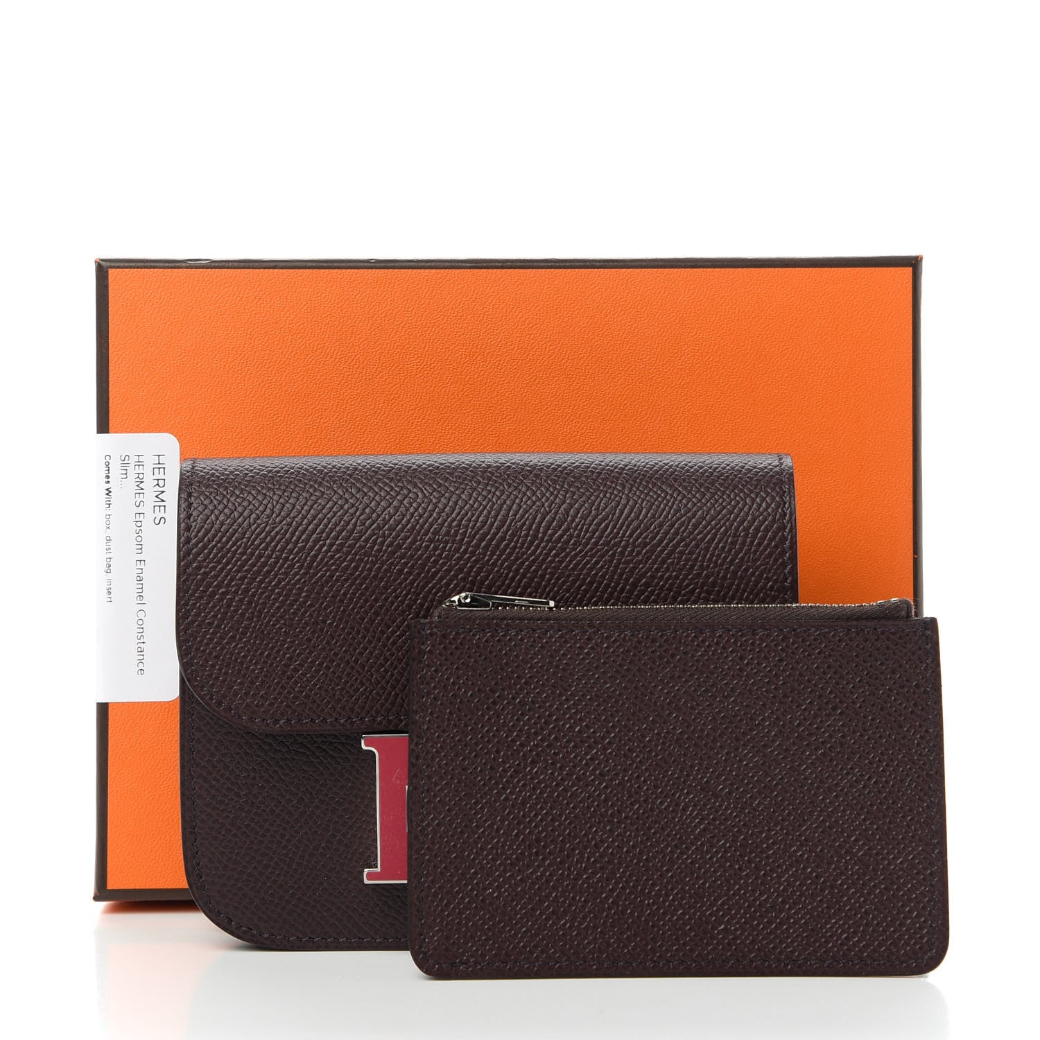 Hermes Epsom Enamel Constance Slim Wallet Rouge Sellier Framboise 11 of 11
