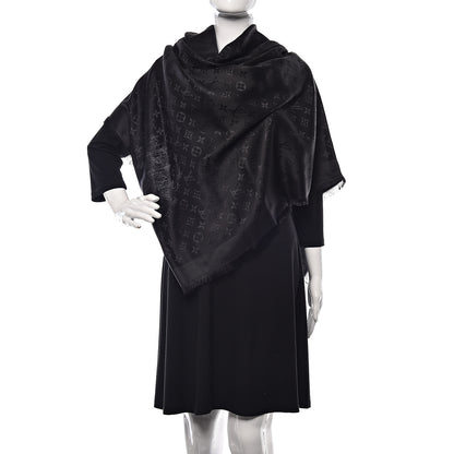 Louis Vuitton Wool Silk Monogram Shawl Black 2 of 4