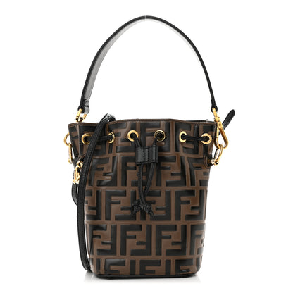 Fendi Vitello Liberty F is Fendi Bi-Color FF 1974 Embossed Mini Mon Tresor Bucket Bag Maya Black 1 of 11