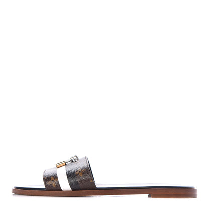 Louis Vuitton Patent Monogram Lock It Flat Mules 40 Black White 1 of 13