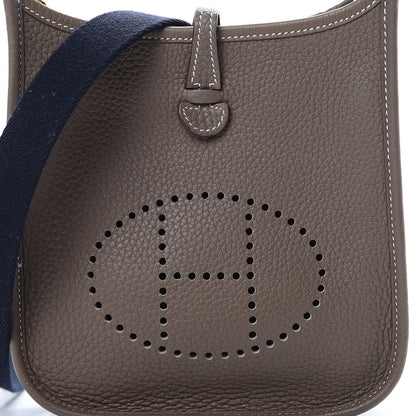 Hermes Taurillon Clemence Amazone Evelyne TPM Etoupe Bleu Indigo 7 of 10
