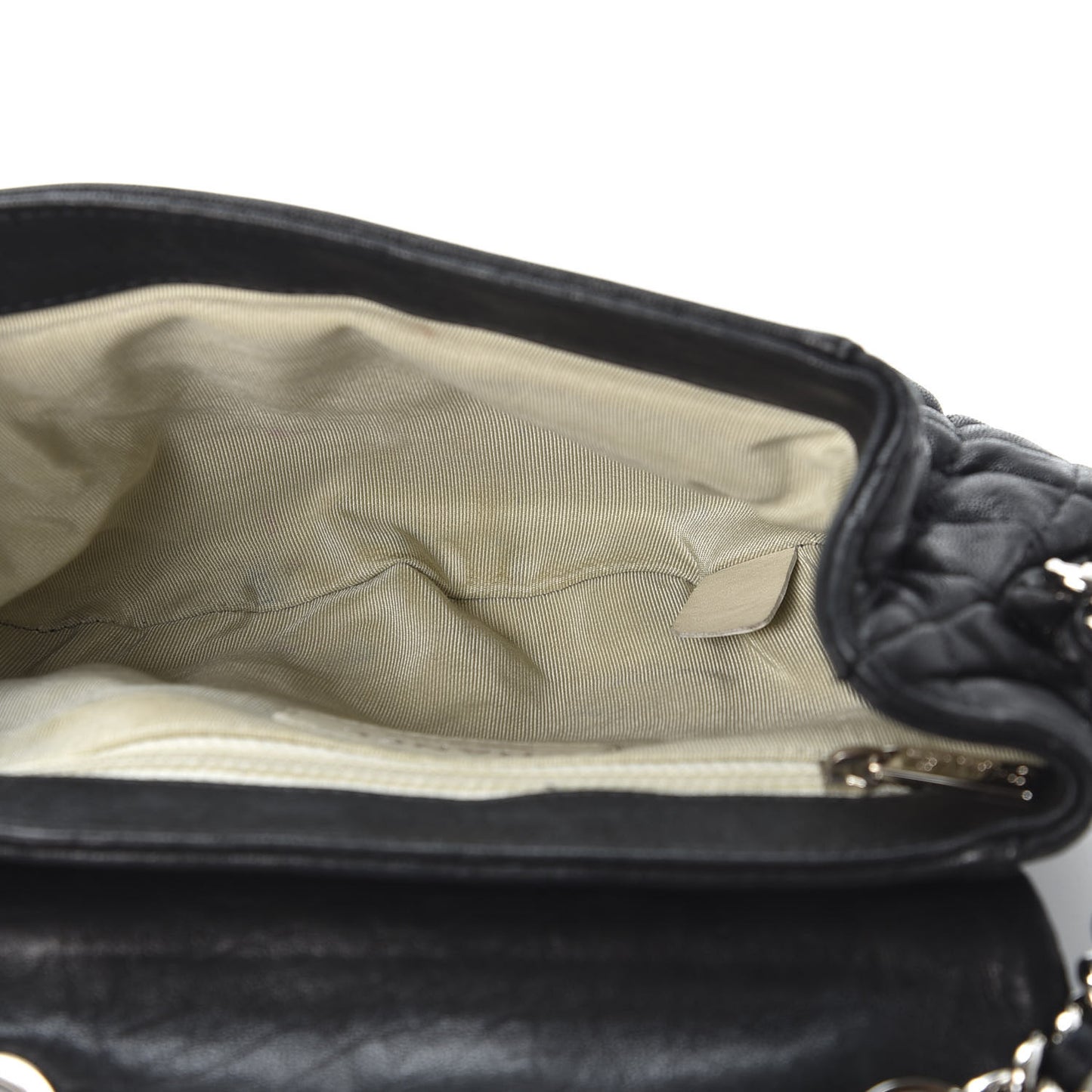 Washed Lambskin Quilted Mini Chain Around Flap Black