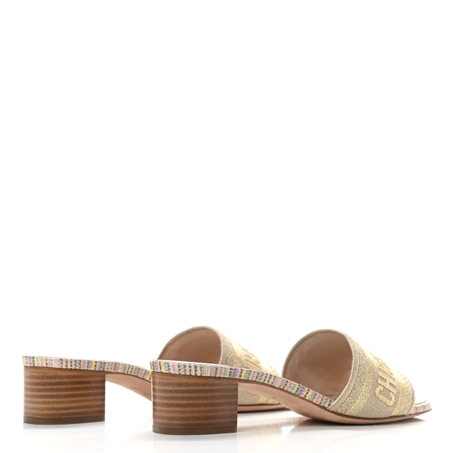 Christian Dior Lurex Romance Embroidered Dway 40mm Slide Sandals 35 Metal Multicolor 4 of 6