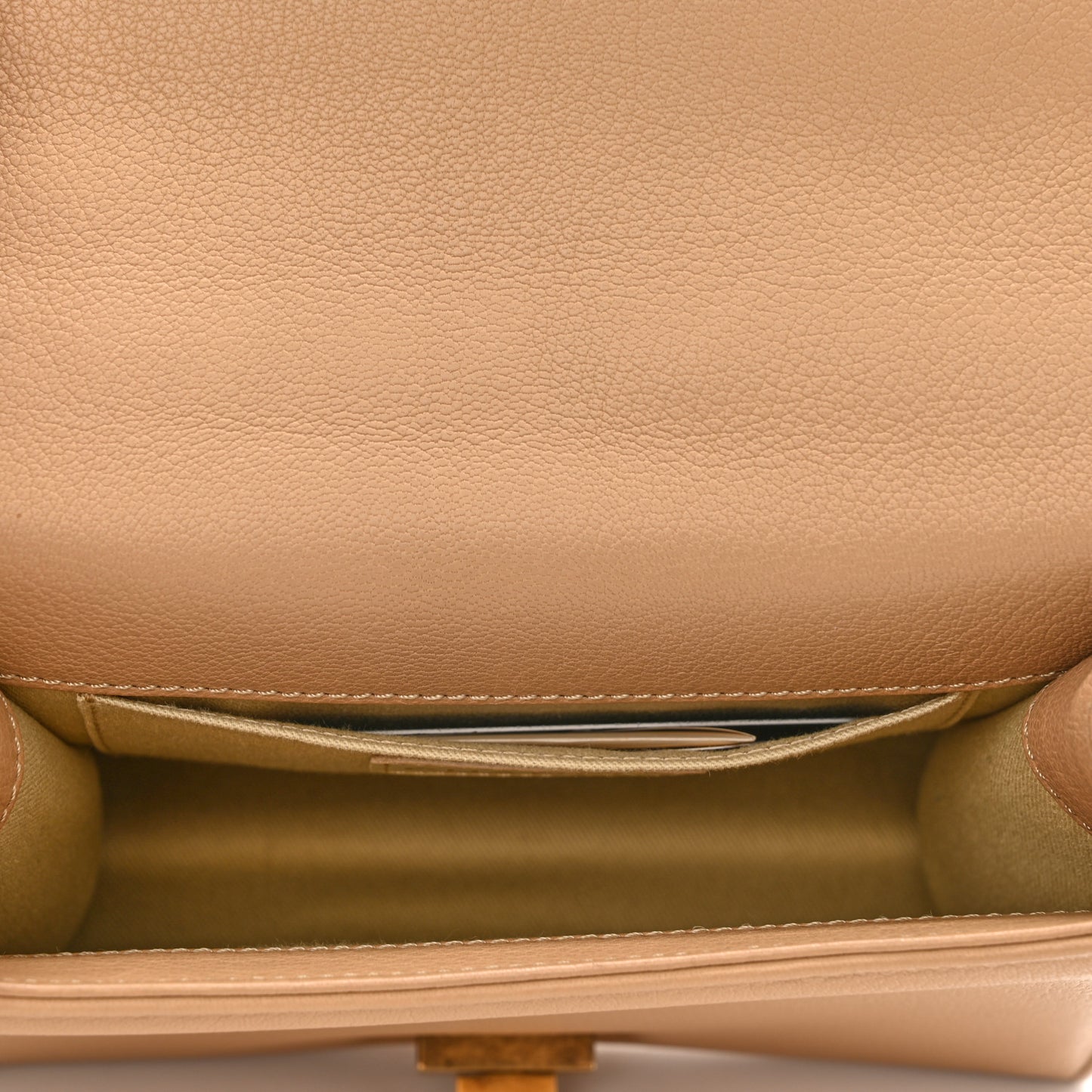 Goatskin Quilted Large Rita Top Handle Flap Beige